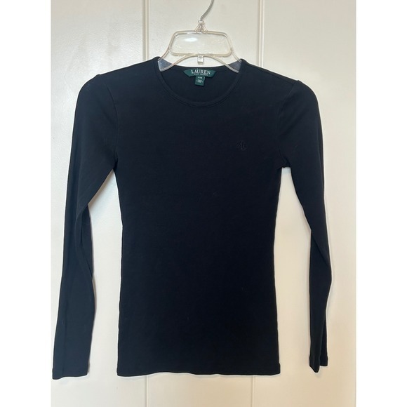 Lauren Ralph Lauren Tops - Lauren Ralph Lauren Black Long Sleeve Embroidered RL Logo Tee XXS